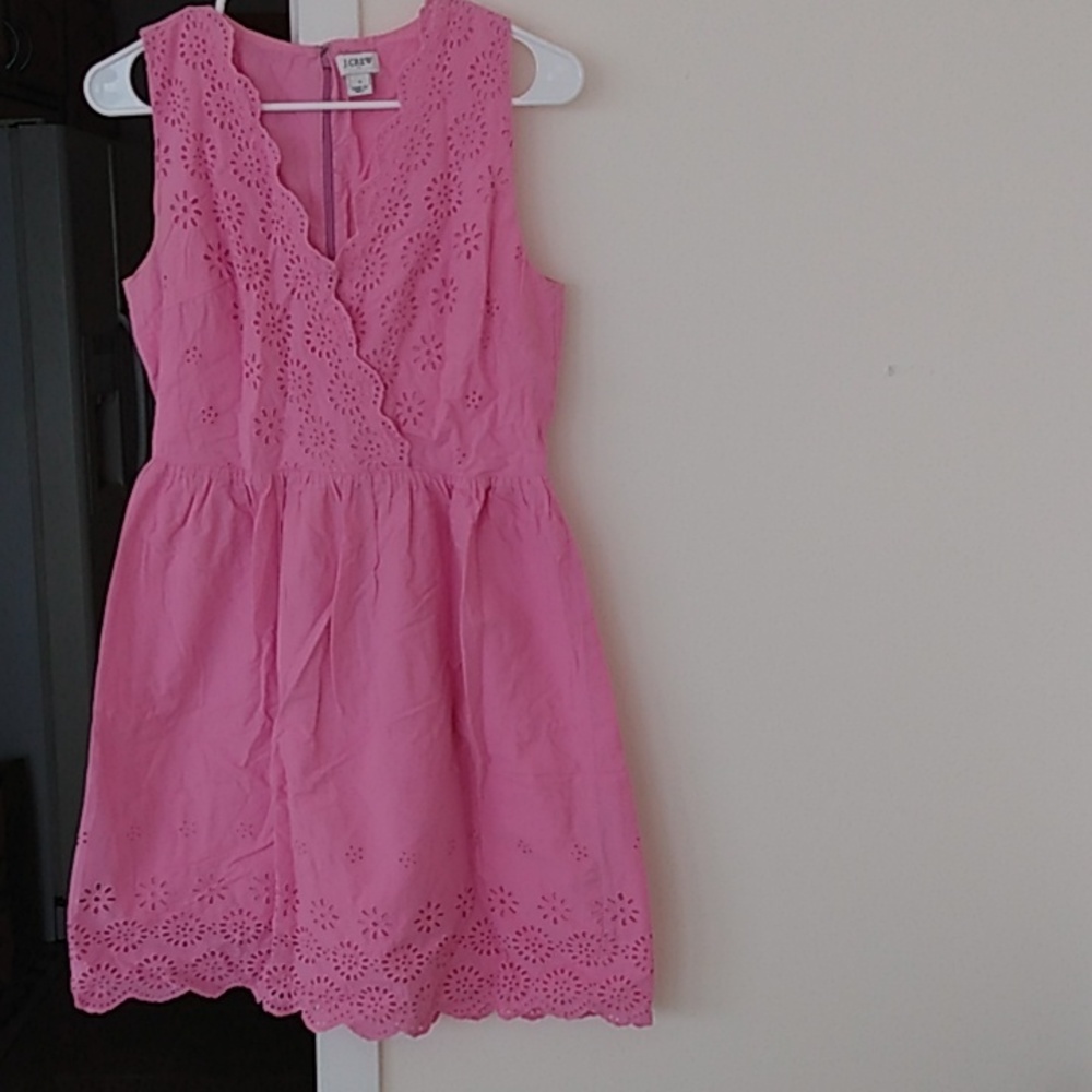 🌻J Crew washed pink eyelet dress Sz 2
